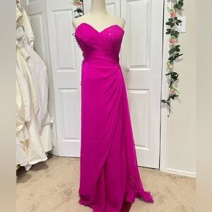 Elegant Pink Strapless Gown